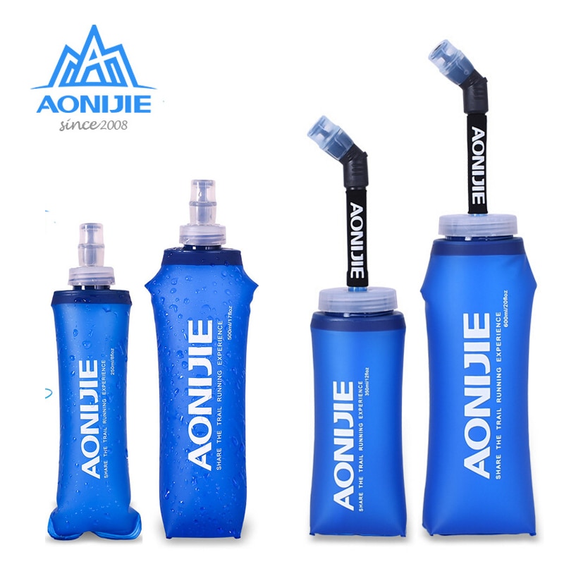 AONIJIE 170ml 200ml 250ml 350ml 500ml 600ml Running Sport Bicycle Soft Water Bottle Folding TPU Soft Flask Water bag