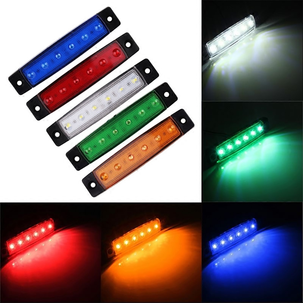 Auto Externe Led Verlichting 24V 12V 6LED Bus Vrachtwagen Vrachtwagen Zijmarkeringsindicator Lage Led Trailer waarschuwing Achterzijde Remlichten