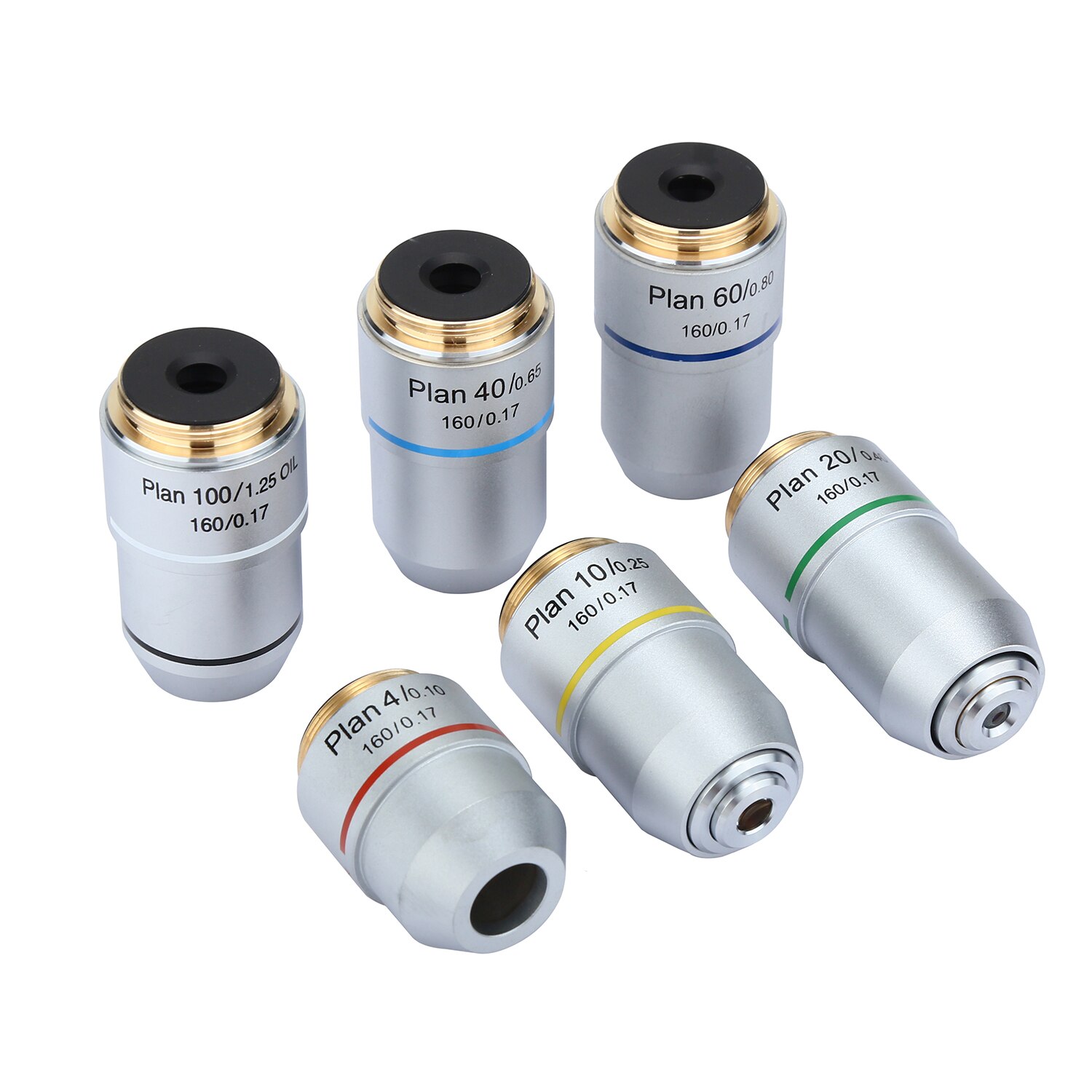 4 10 20 40 60 100X 195Achromatic Objective Lens Thread 20.2 Biological Microscope Monocular Binocular Trinocular High Definition