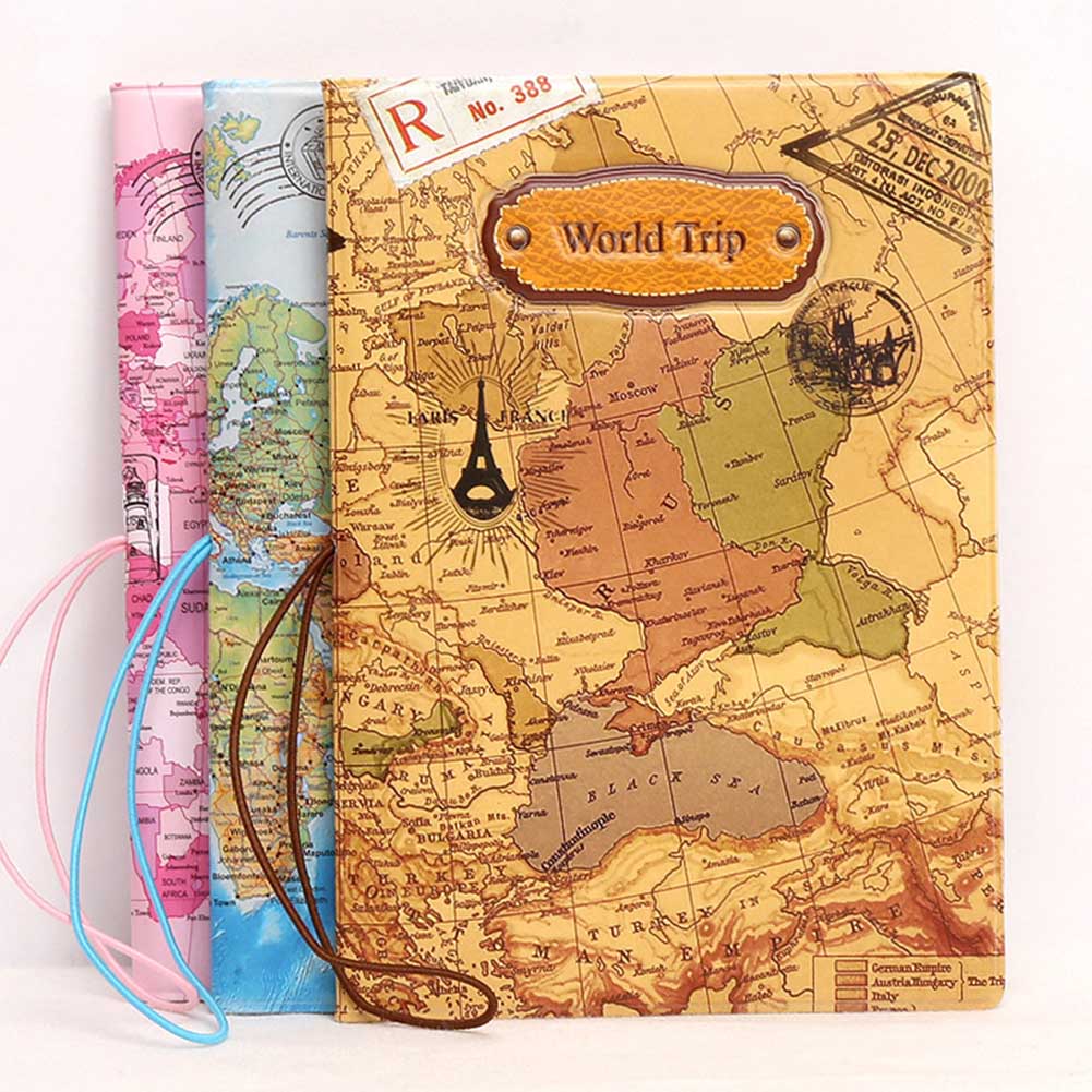 3D Wereldkaart Patroon Paspoorten Houder Organizer Travel Card Case Document Cover Beste -Wt