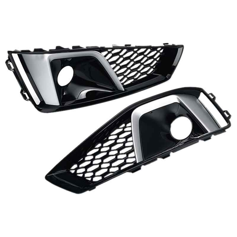 Een Paar S-Lijnen S4 Auto Voorbumper Mistlamp Lamp Grill Honingraat Voor-A4 B9 S-LINES s4