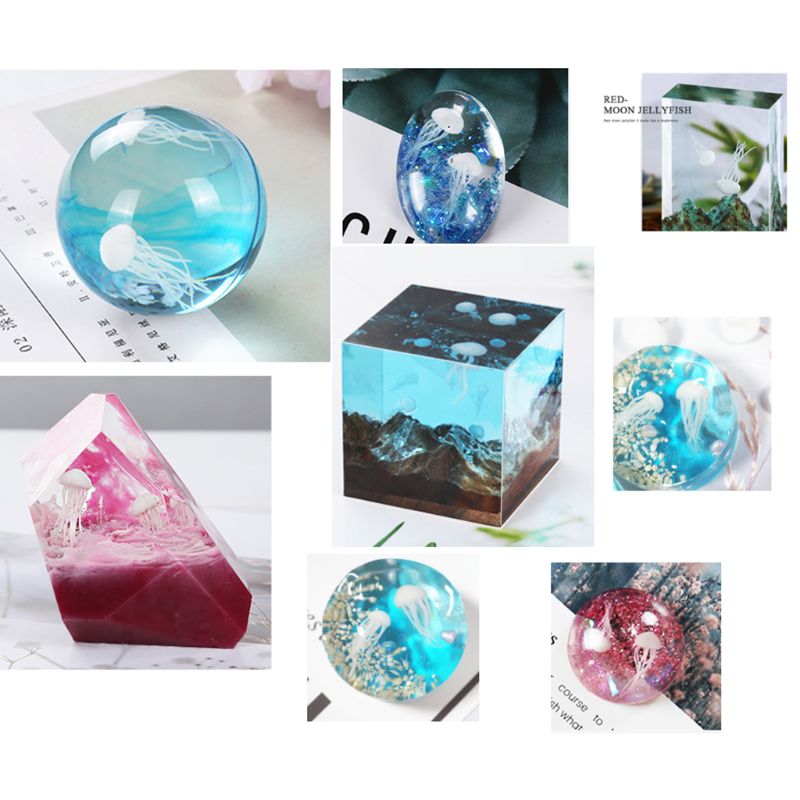 16 Stks/set Epoxy Vullen Materiaal Kristal Oceaan Hars 3D Mini Kwallen Modellering