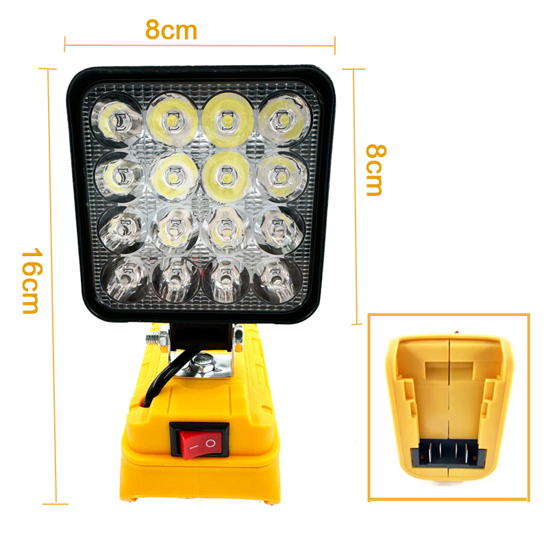 Lámpara inalámbrica para exteriores, luz LED de trabajo portátil de 3 pulgadas para Dewalt, linterna con batería de 14,4 V-20V, lámpara de Camping, iluminación de emergencia: Default Title