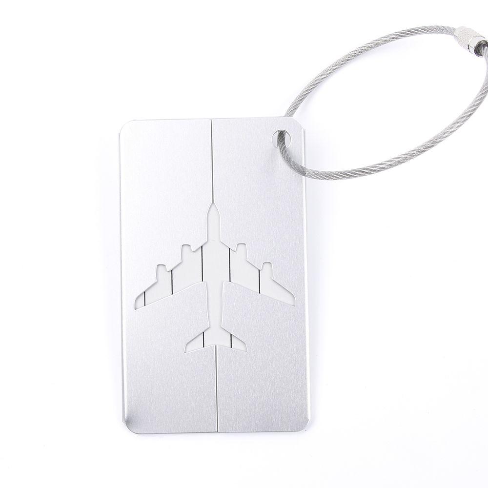 Draagbare Bagage Tags Aluminium Tag Koffer Id Naam Adres Houder Vliegtuig Bagage Boarding Label Kaart Reizen Accessoires: silver