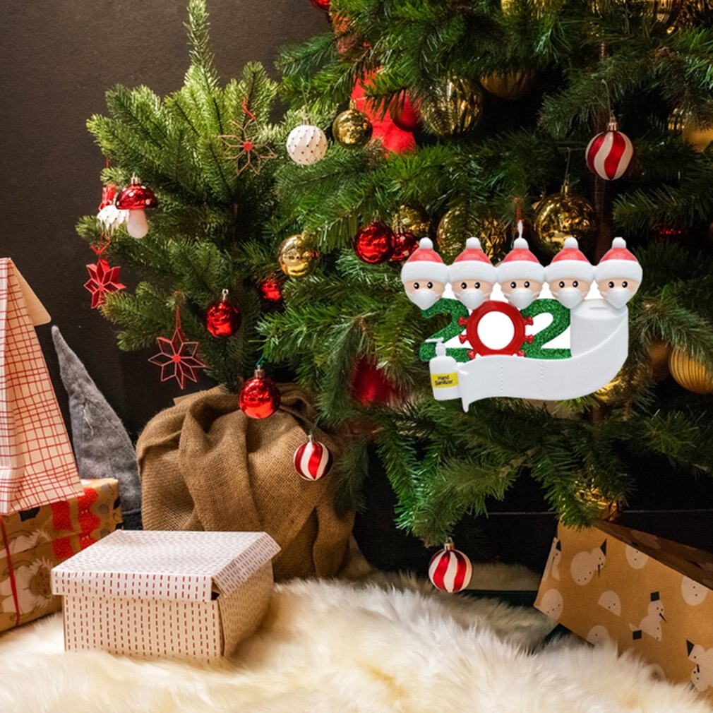 Mascarilla con colgante de árbol de Navidad, mascarilla de felicitación de nombre artesanal, muñeco de nieve, adorno de Navidad, decoraciones para vacaciones