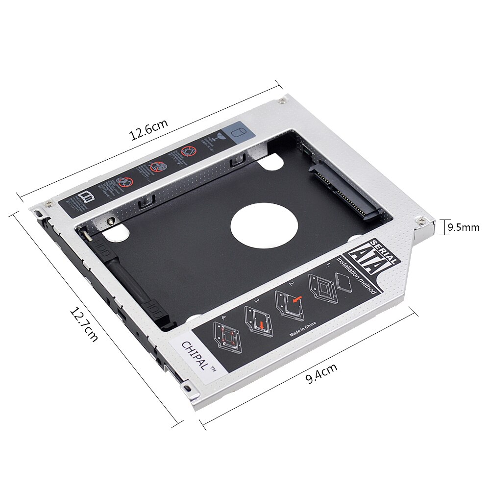 CHIPAL Aluminum 9.5mm 2nd HDD Caddy SATA 3.0 2.5 SSD HDD Enclosure Case For Apple Macbook Pro Air 13&quot; 15&quot; 17&quot; DVD/CD-ROM Optibay