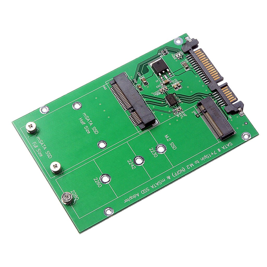 2.5 inch M.2 NGFF MSATA 2-in-1 Multiple Sized SSD to SATA III Converter Card