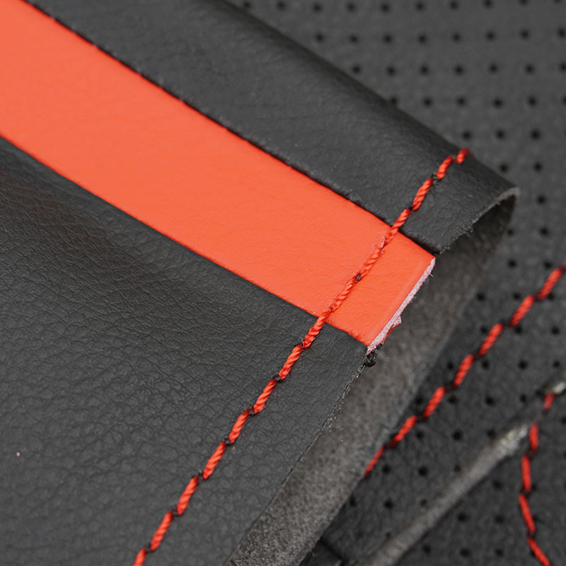 per Renault Clio 3 RS 2005 2006 2007 2008 2009 2010 2011 2012 2013 coprivolante per auto a punto a mano rivestimento in pelle perforata