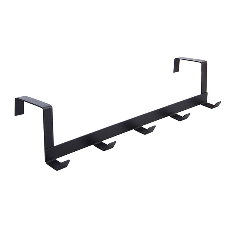 5 crochets de porte, organisateur de salle de bain à domicile, porte-vêtements, porte-manteau, porte-serviettes, support d'accessoires de cuisine: Black