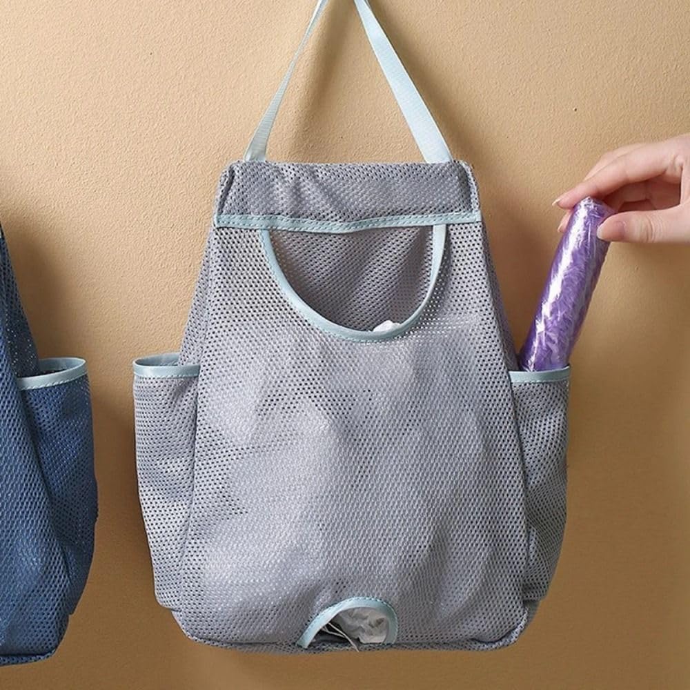 Soporte de bolsa de plástico, dispensador de bolsas de basura, bolsas de plástico para comestibles, soporte grande para bolsas de comestibles, almacenamiento colgante de malla transpirable
