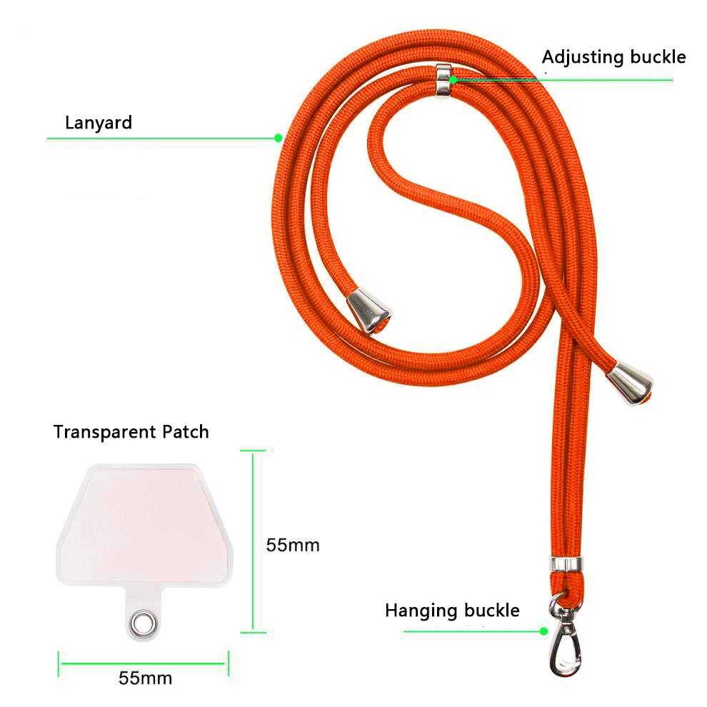 Phone Lanyard Anti Lost Lanyard Strap Universal Adjustable Detachable Colorful Neck Cord Phone Safety Tether Keychain Chain Rope: Orange