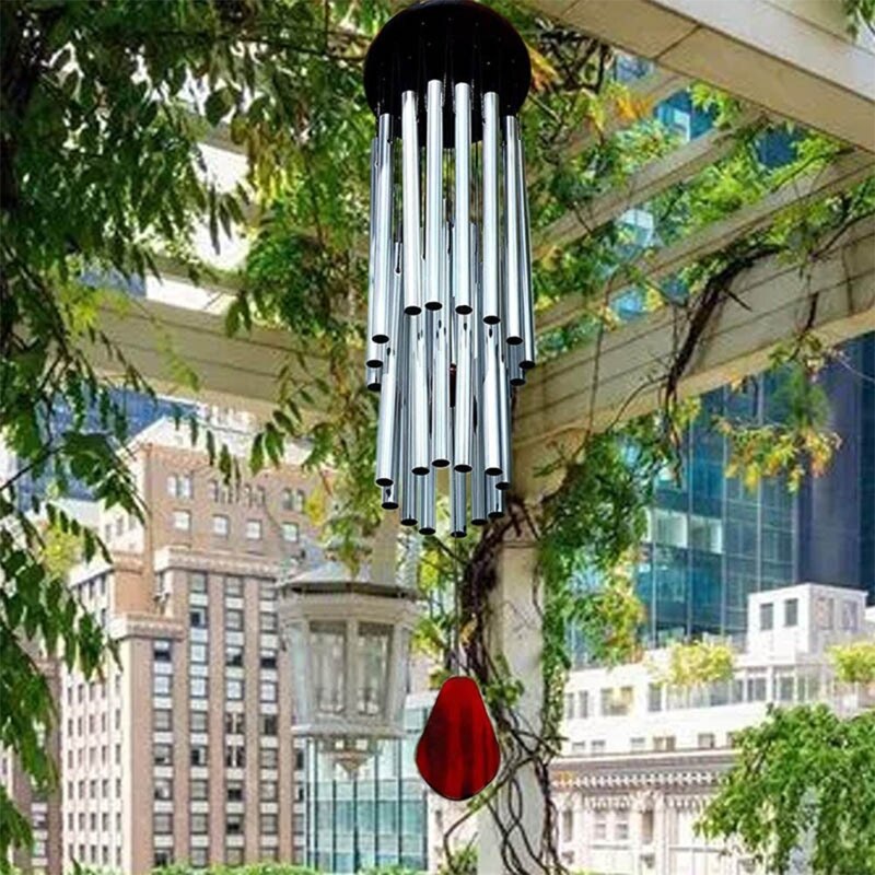 Campanas de viento grandes hechas a mano, 27 tubos, campanas de colibrí afinadas para exteriores, calmante melódico, decoración de tonos profundos