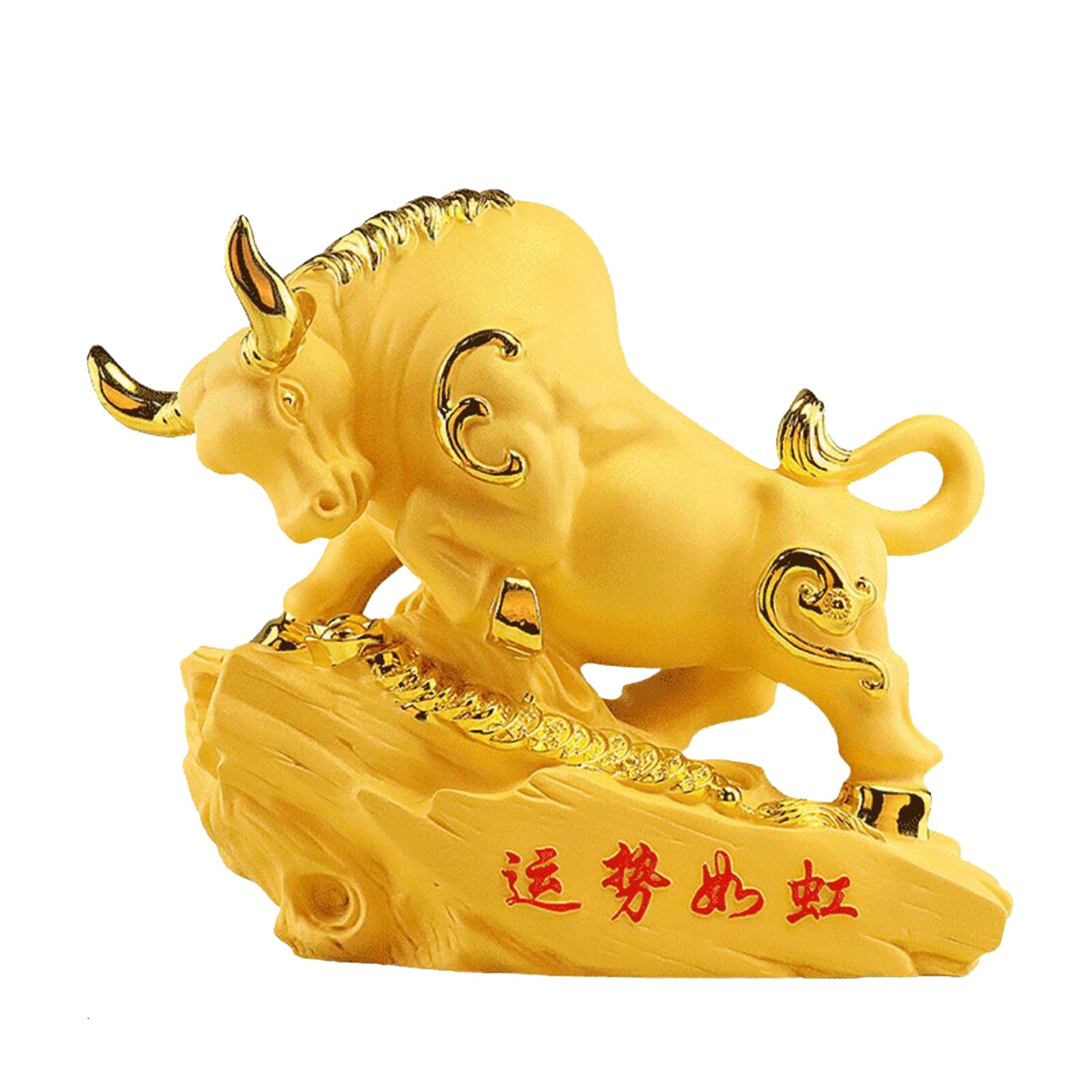 Lucky Chinese Zodiac Ox Year Golden Resin Figurine Collectible Statue Year Decoration Grandado
