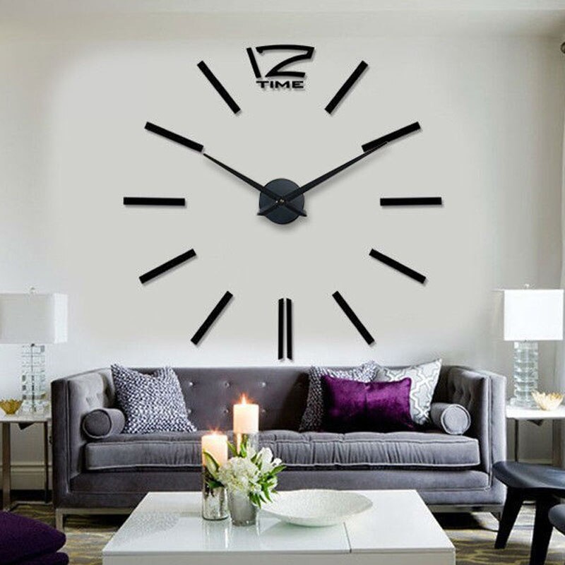 Horloge murale 3D de grande taille, miroir autocollant, décoration de la maison, pour salle de réunion,