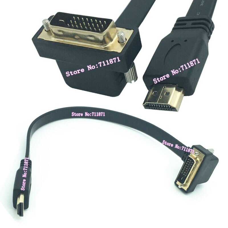 30cm short DVI HDMI cable line 90 degree Right Angle bend DVI to HDMI Line cable Right Angle 90 Degree Bend DVI HDMI cable wire