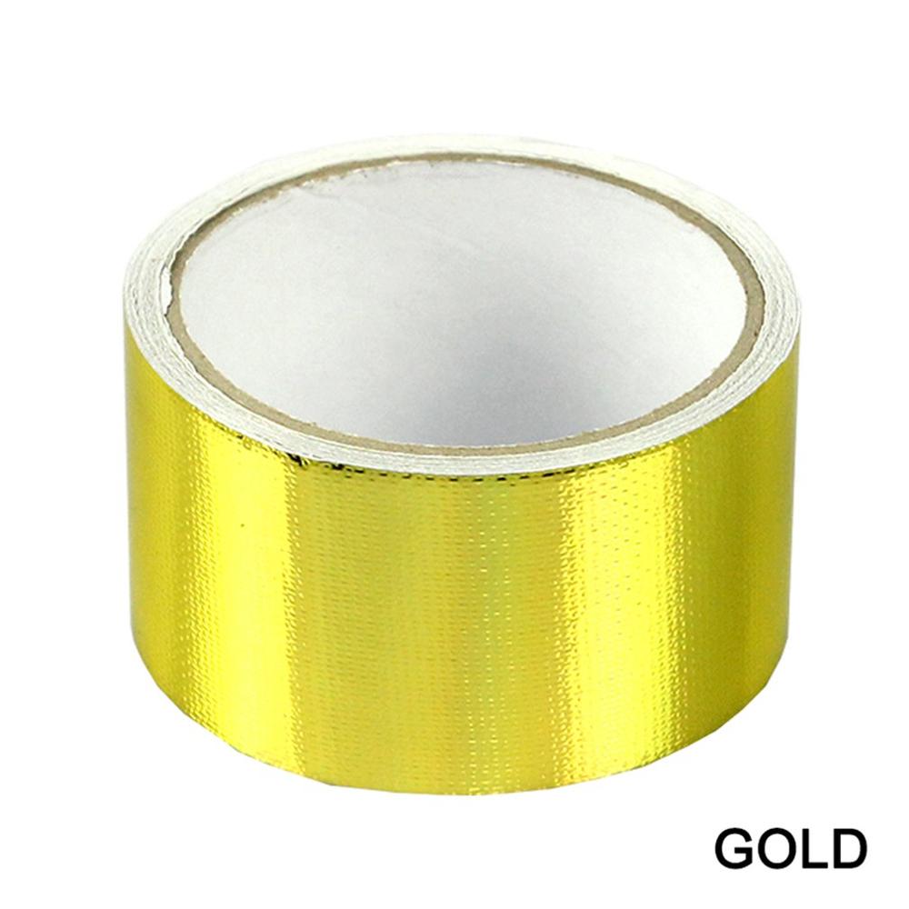 Universial Golden Aluminiumfolie Tape 5 Meter Warmte-isolatie Aluminiumfolie Voor Auto Motor Inlaattraject Turbine: gold