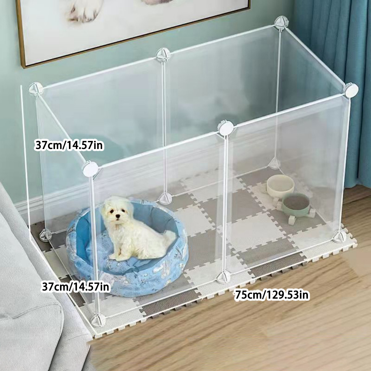 Dog Fence Indoor Household Small Size Dogs Fence Teddy Rabbit Pet Isolation Door Guardrail Cat Cage Anti-Jailbreak: Dark Brown