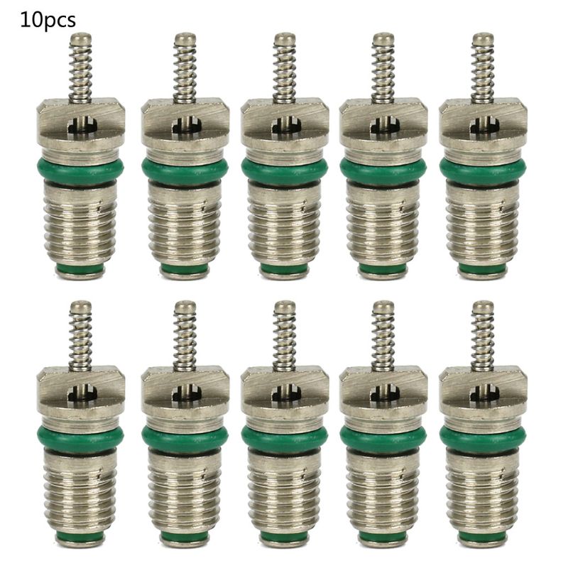 10Pcs AC R134A Valve Core Automotive Car Air Conditioning Cores Needles Repair Kit: green