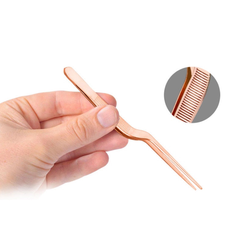 5.47inch Mini Chef Plating Tweezer Tongs Serving Presentation Stainless Steel Offset Chef Kitchen Tool 13.9cm