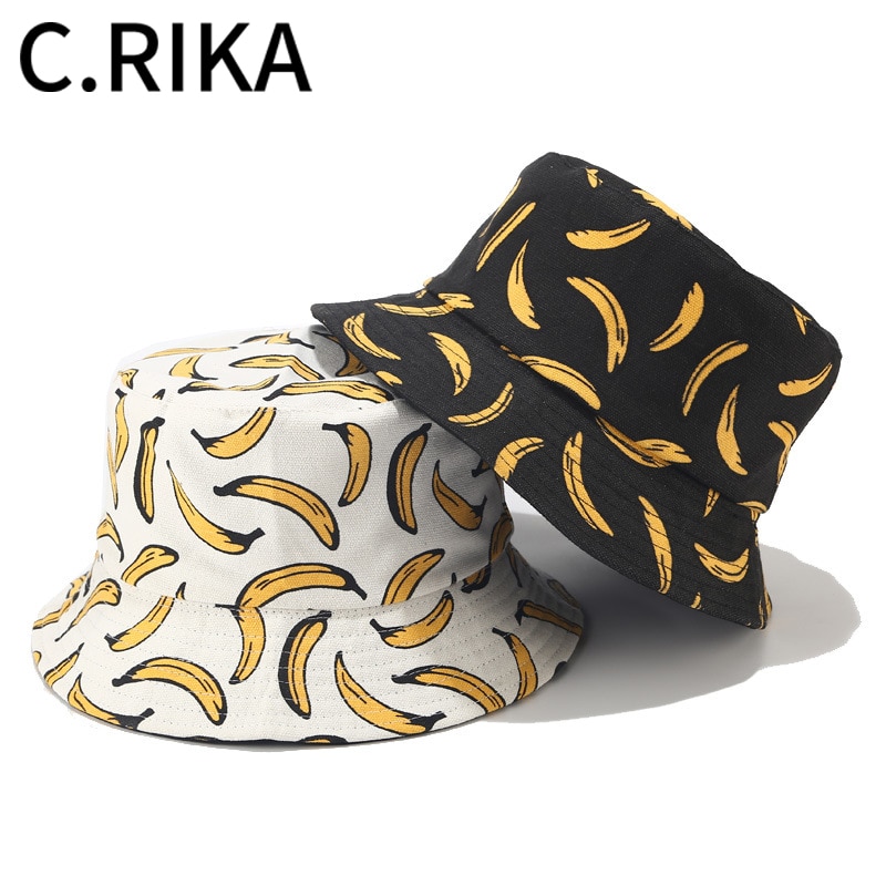Sombrero de pescador con estampado de plátano para hombre y mujer, gorro de pescador con estampado de plátano de doble cara, Hip Hop, Bob, para viajes al aire libre, Panamá, 2022