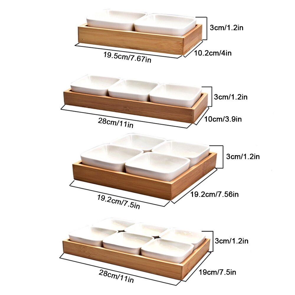 Ceramic Grid Fruit Snack Plate Serving Platter Japanese Small Dish with Tray Japanese-Style Ceramic Bamboo Fruit Nuts Plate