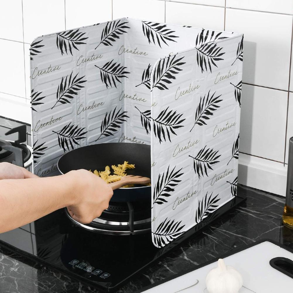 Aluminum Foldable Kitchen Gas Stove Baffle Plate Oil Splash Scald Proof Board Kitchen Gas Stove Oil Removal Cooking Guard