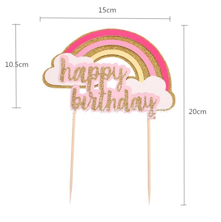 Cake Topper Rainbow Cake Flag Happy Birthday Cake Topper Dessert Decoration for Birthday Party Lovely: 3