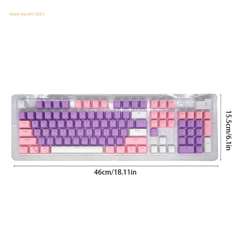 Juego de teclas de instalación de teclado mecánico, 3 combinaciones de colores (Rosa/morado/blanco), 104 PBT,