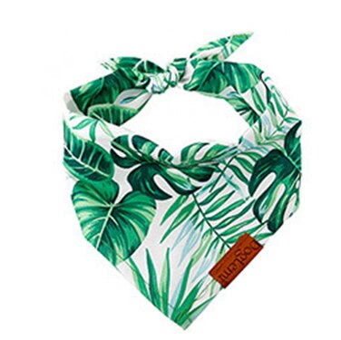 Szalik dla zwierząt szalik dla psa ślina szalik moda klasyczny festiwal kot i pies chusteczka Bib Bib artykuły dla zwierząt chustka: Green leaves / L(68x48x48cm)