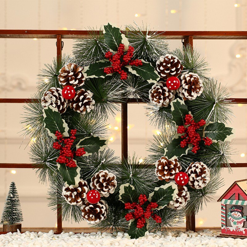 Kerst Kunstmatige Bloemen Krans Handgemaakte Rotan Hanger Krans Winkelcentrum Deur Thuis Decoratie