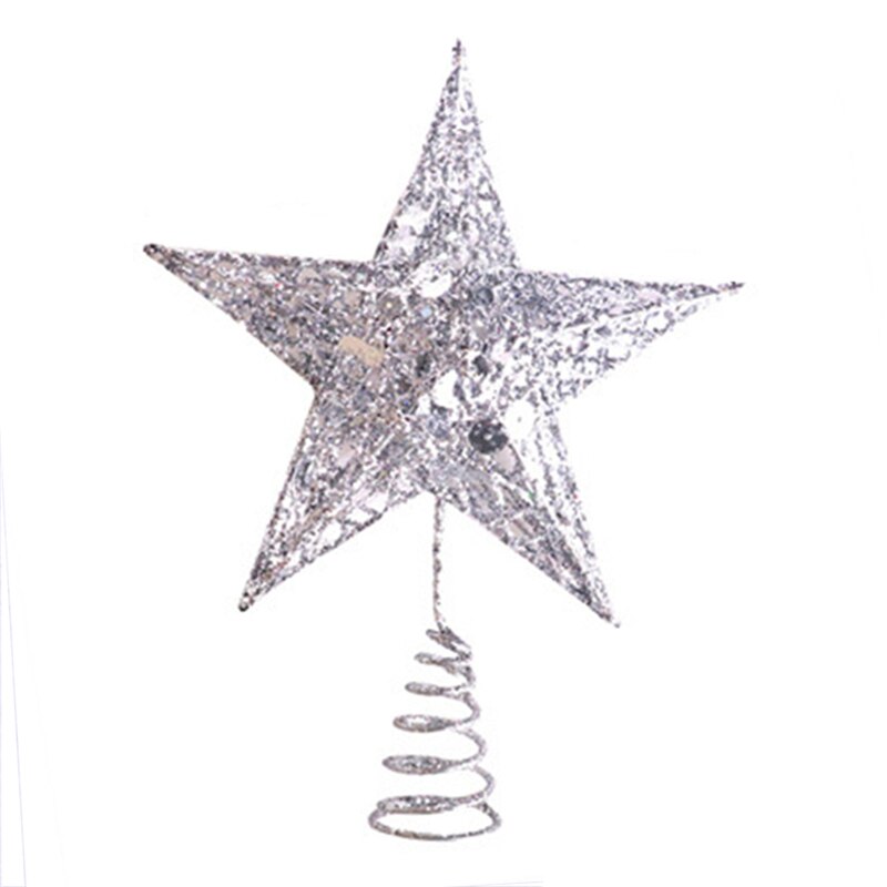Decoración Para árbol de Navidad, adornos para escaparate de Navidad, luces de estrellas, brillantes, escaparates para ventana, suministros para en casa, 1x20CM: Plata