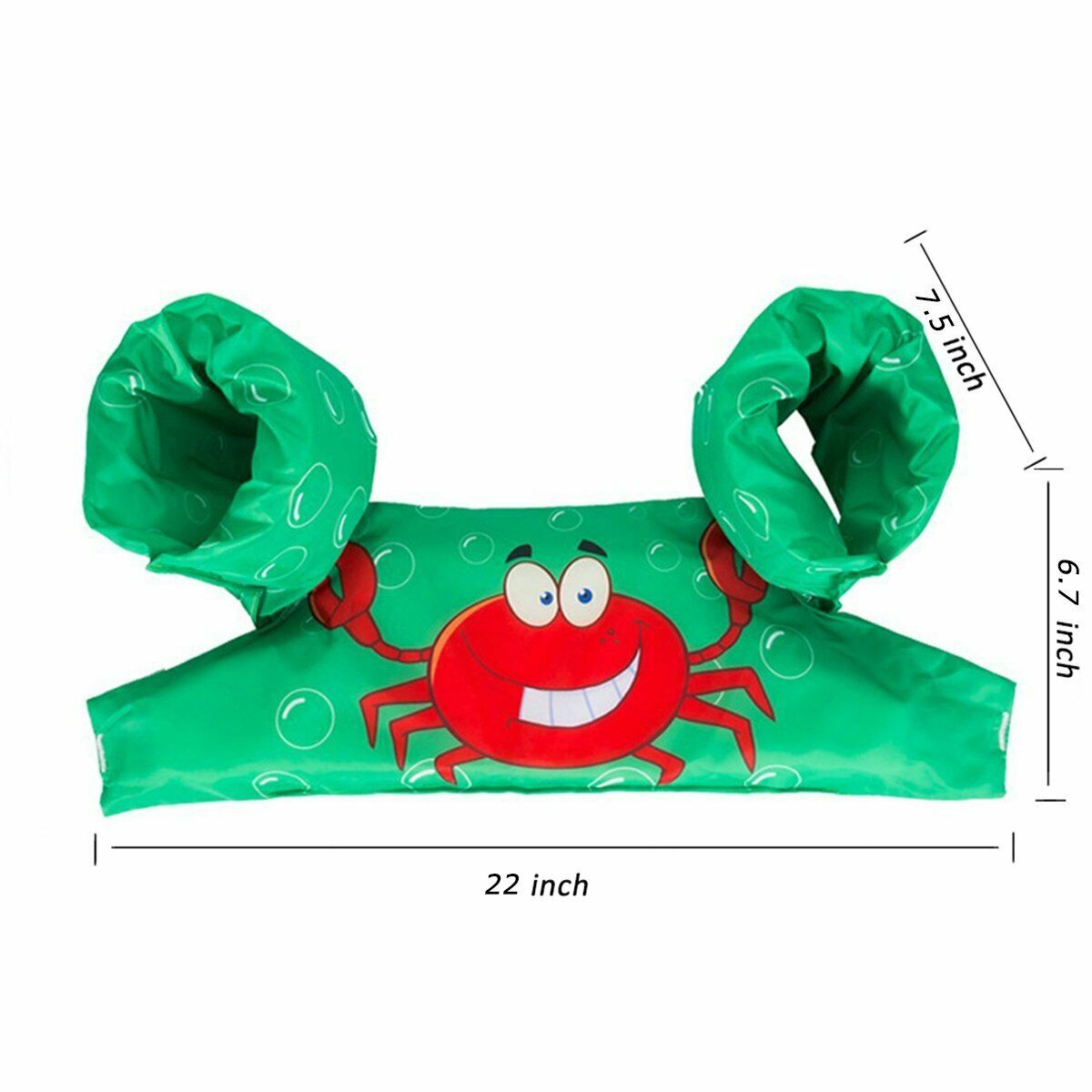 Baby Float Vest with Arm Bands Adjustable Buckle Snap Green Crab Swimming Pool Life Jacket: Default Title