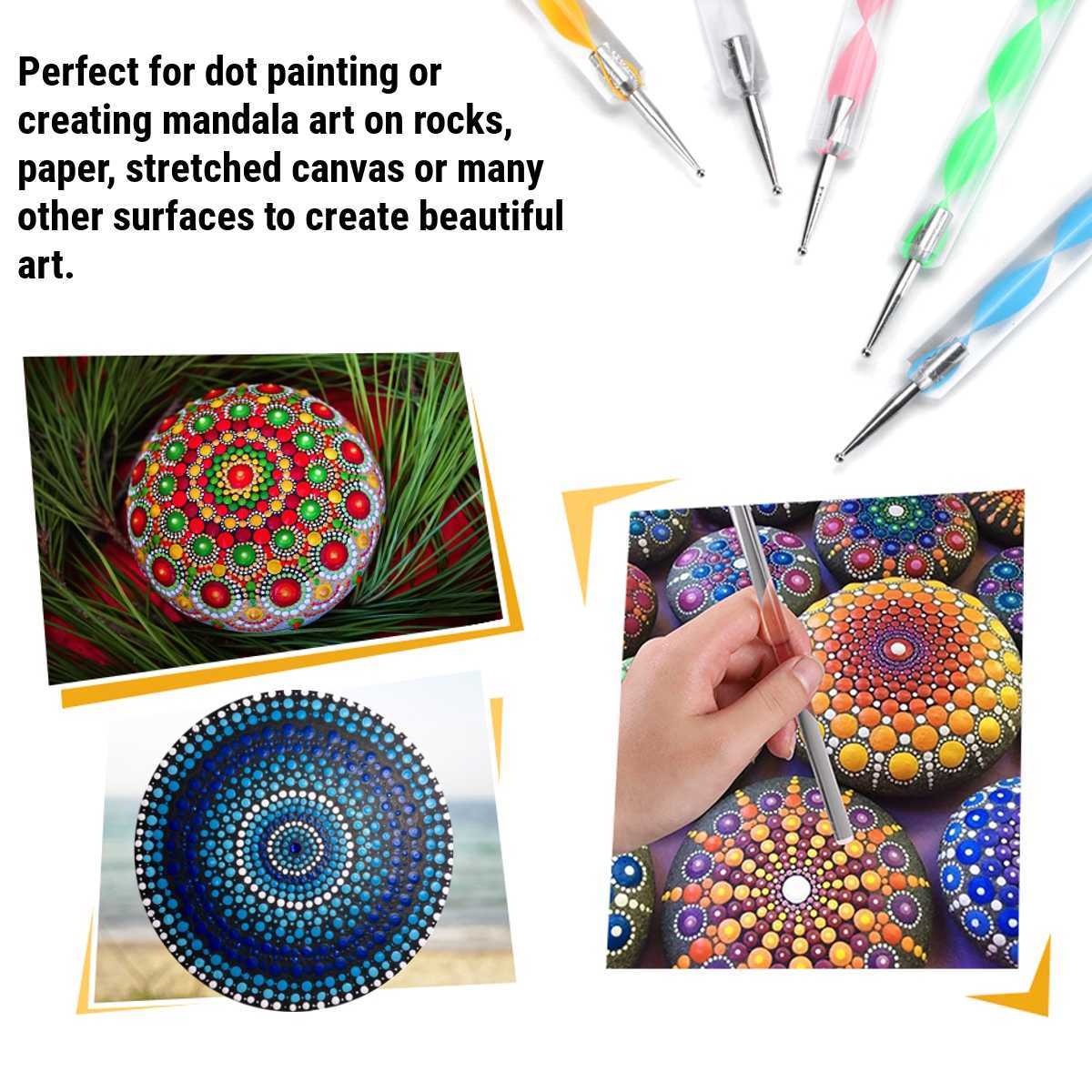 40Pcs Diy Puntjes Staven S Pennen Mandala Schilderen Puntjes Gereedschap Hout Rotsen Art Craft Tekening Nail Art Craft Decoratie handwerk