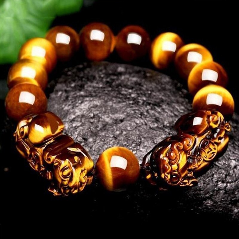 Natura Feng Shui bracciali uomo occhio di tigre perline braccialetti da polso per donna Pixiu ricchezza e buona fortuna braccialetto gioielli pulsera