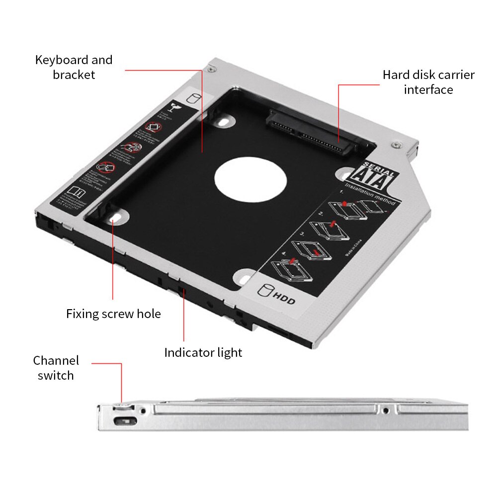 Sata 3.0 Harde Schijf Driver Adapter Hdd Ssd Houder Beugel Aluminium-Magnesium Legering Harde Schijf Optische Bay