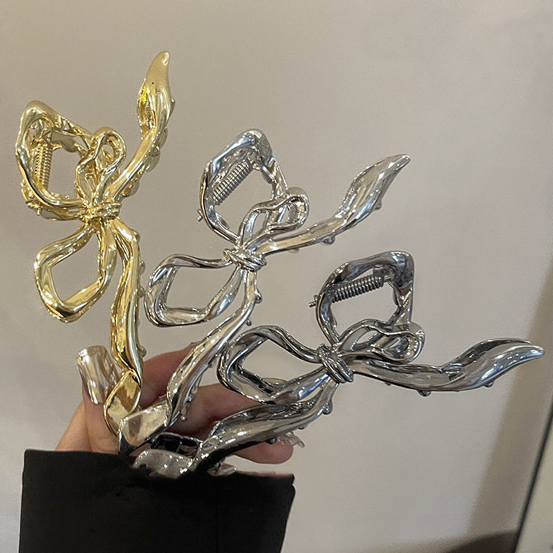 Pinzas para el pelo con lazo geométrico para mujer, horquillas de Metal grandes, pasadores, accesorios para el cabello, Vintage Simple, ,
