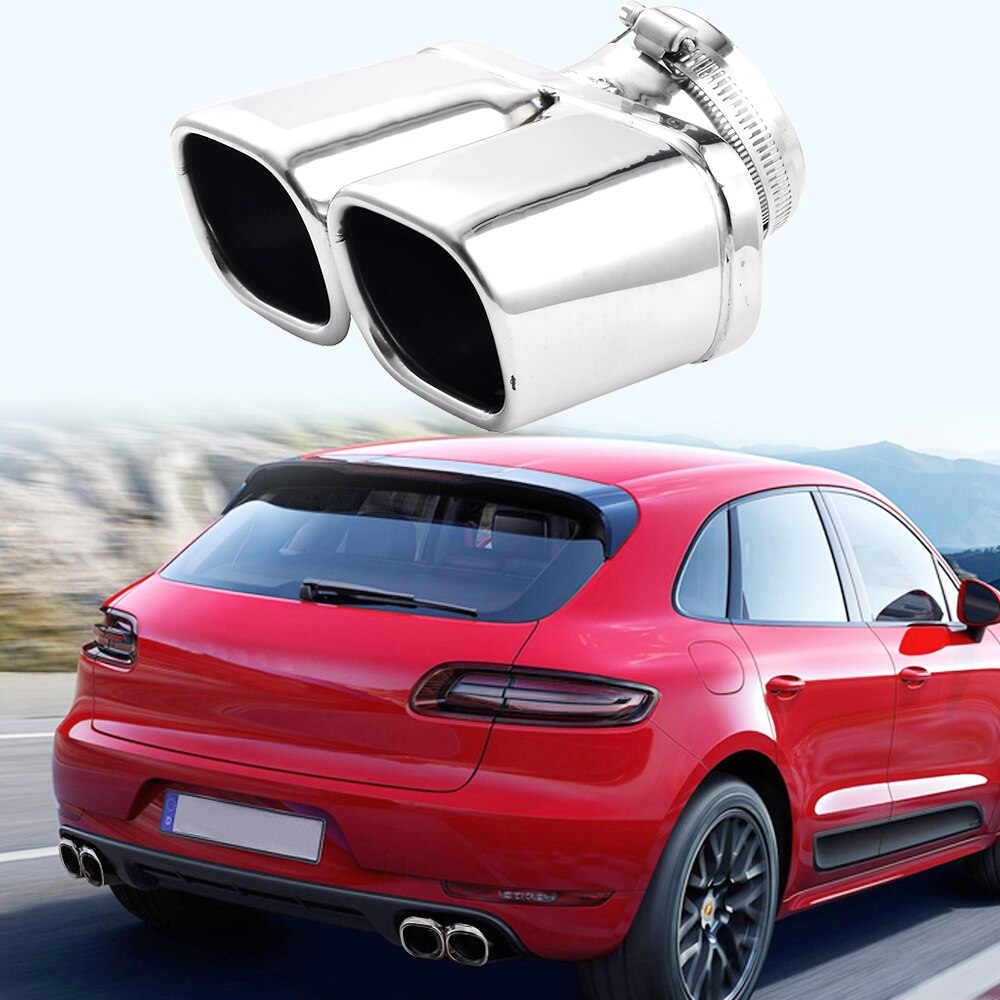 Dual Curved Exhaust Pipe Y-Pipe Car Tail Pipes Stainless Steel Muffler Tip Automobile End Pipes 1 Piece