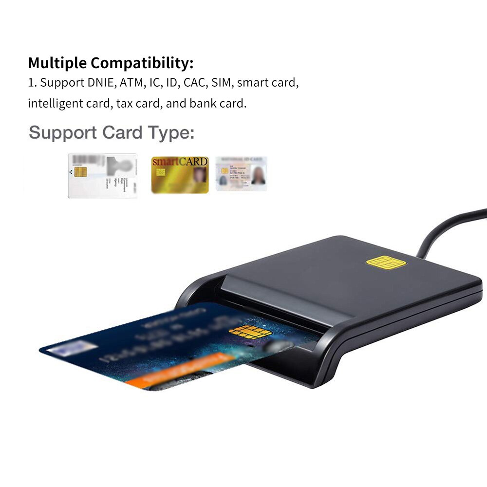 USB 2.0 Smart Card Reader CAC ID Bank Card Sim Card Clone Connector Card Reader Adapter PC Computer Laptop Accessories