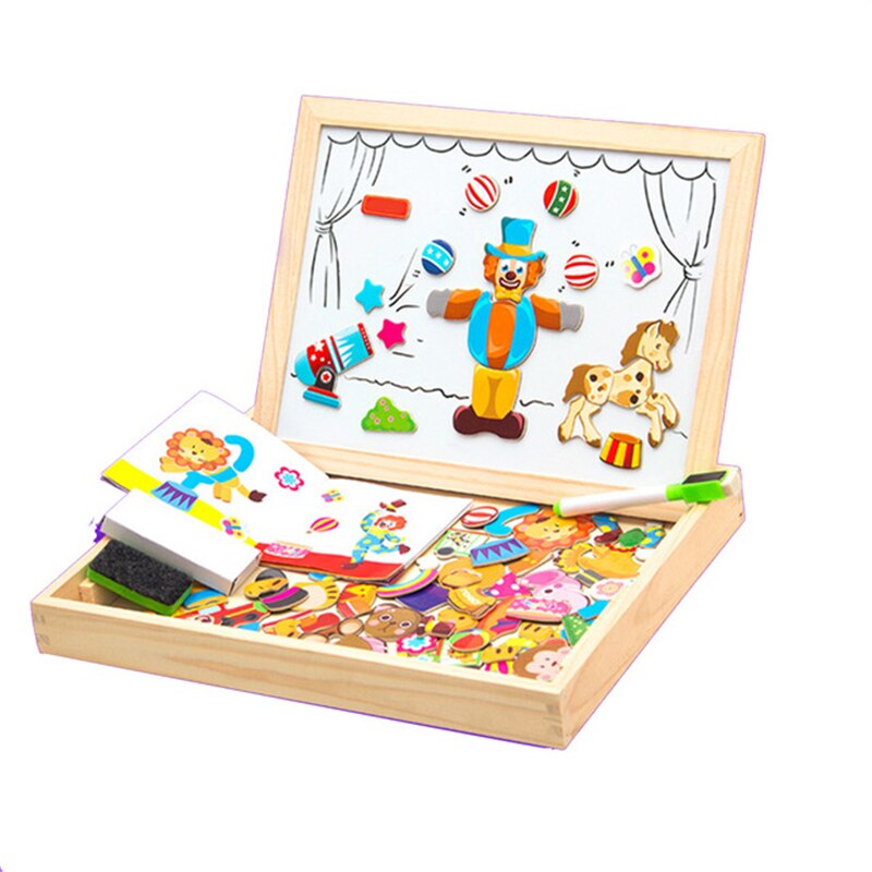 100+Pcs Wooden Toy Magnetic Puzzle Toys Children 3D Metal Puzzle for Kids Tangram Drawing Board Learning Wood Toys Baby Oyuncak: 4