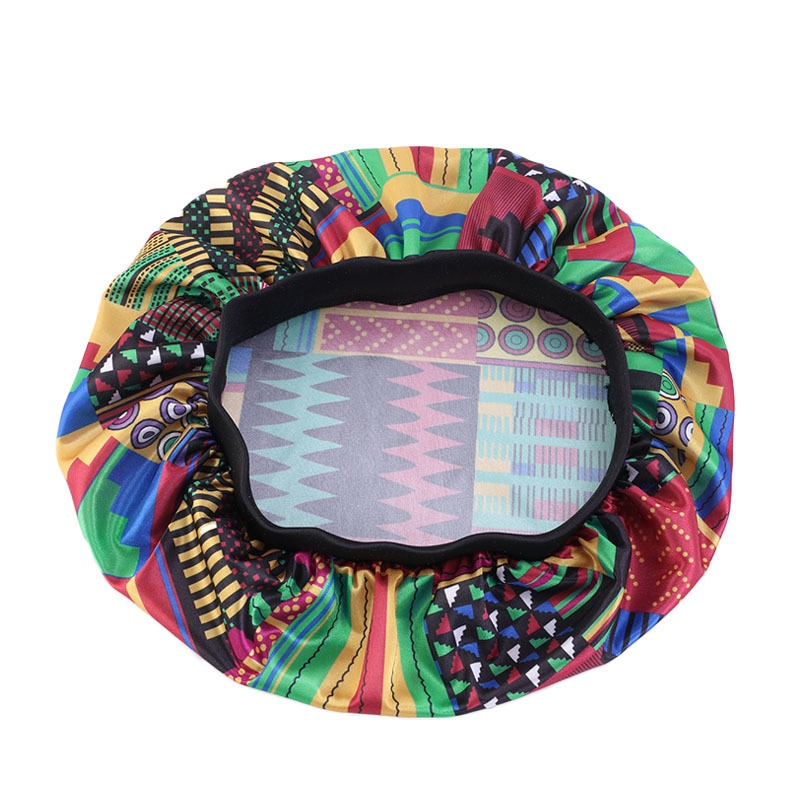Gorros de pelo de banda ancha para mujer, gorro sedoso con estampado de patrón africano, gorro de noche suave para dormir turbante para señoras Accesorios para peinados: green
