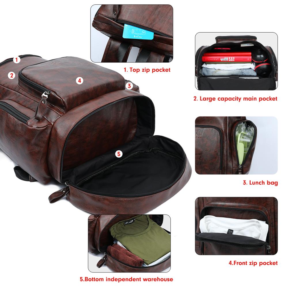 VICUNA POLO cuir nouveauté multifonctionnel ordinateurs portables d'entreprise sac à dos avec trou de casque USB charge voyage hommes sac à dos