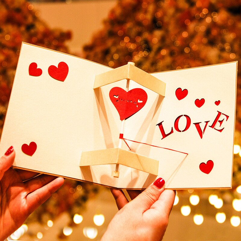 3D Greeting Cards with Love Heart Pattern Romantic Love Cards Handmade Heart Cards for Birthday Anniversary Boyfriend