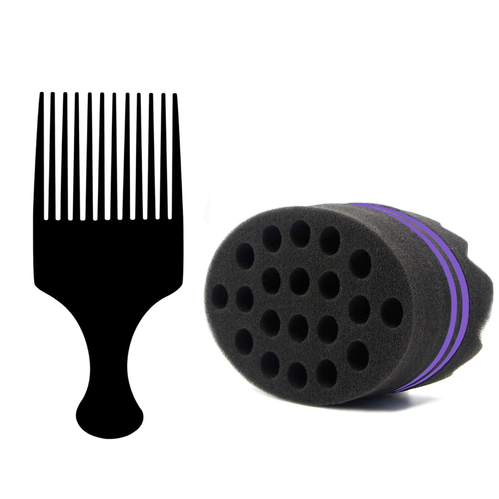 Grote Gaten Spons Voor Haar, Twist Spons, Magische Spons Borstel, Afro Haar Spons Spons Voor Krullen Met Gratis Haar Pick Kam (2 Pack): Dark Gray