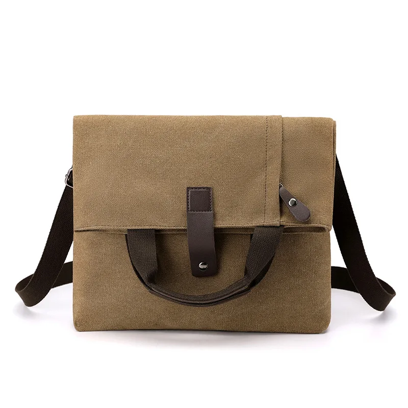 Heren canvas schoudertas zakelijke reis crossbodytas heren multifunctionele messenger tas heren aktetas heren handtassen shoppers: Bruin
