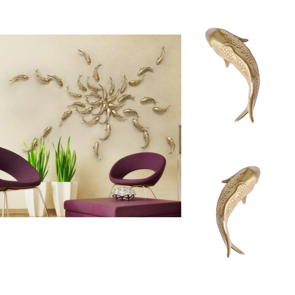 2x 3D Resin Crafts Arts European Handmade Resin Fish Wall Hanging Livingroom Home Decoration Wall Hanging Murals