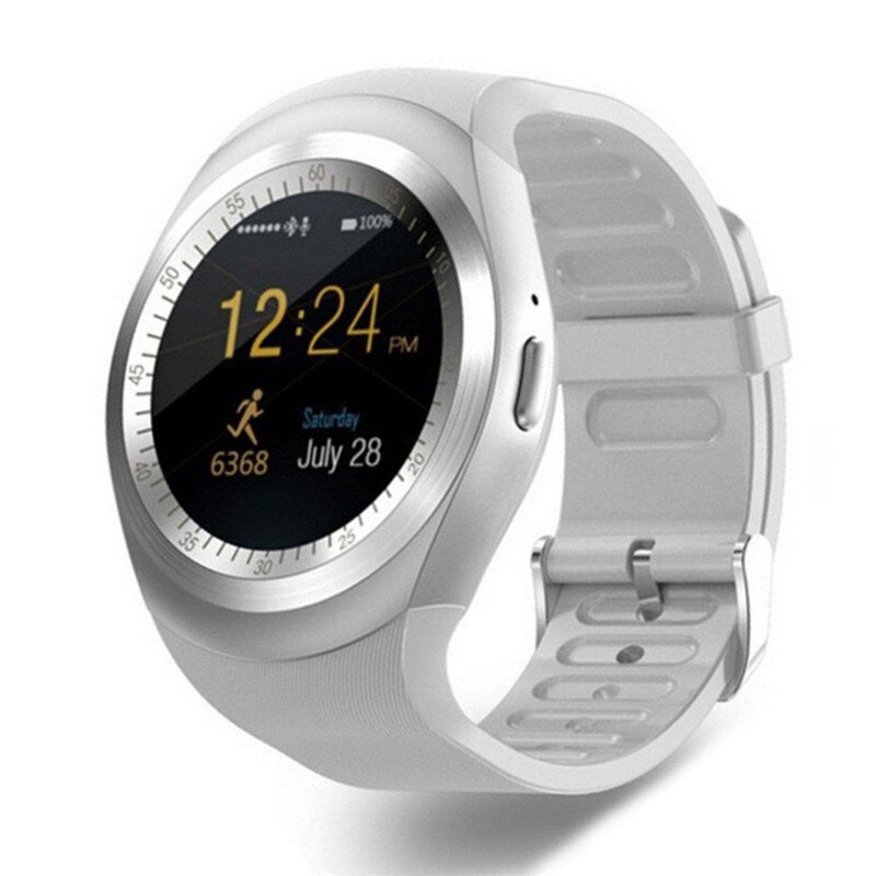 Bluetooth Y1 Smart Watch Relogio Android SmartWatch Phone Call GSM Sim Remote Camera Information Display Sports Pedometer: White