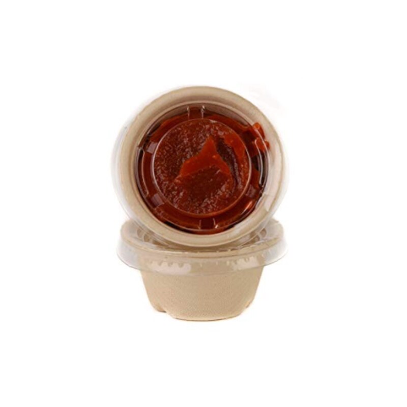2 Oz Wegwerp Saus Cup Composteerbaar Kruiderij Souffle Bagasse Cups Gedeelte Cup Met Deksel Suikerriet, Biologisch Afbreekbare Container.: 50sets