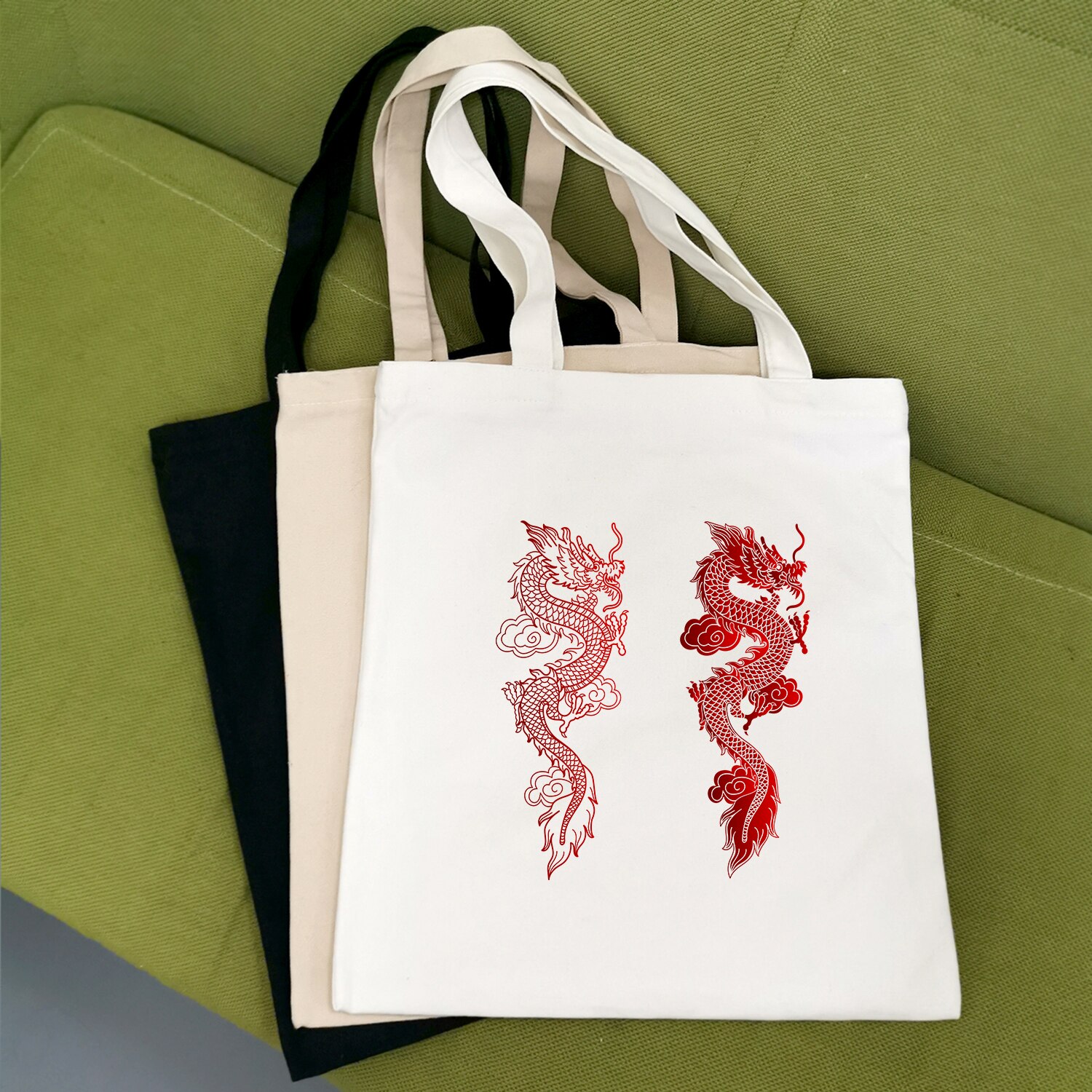 Cartoon Esthetische Kunst Print Canvas Tas Ulzzang Plezier Grote Capaciteit Shopper Handtas Retro Ins Vrouwen Casual Schoudertassen Herbruikbare