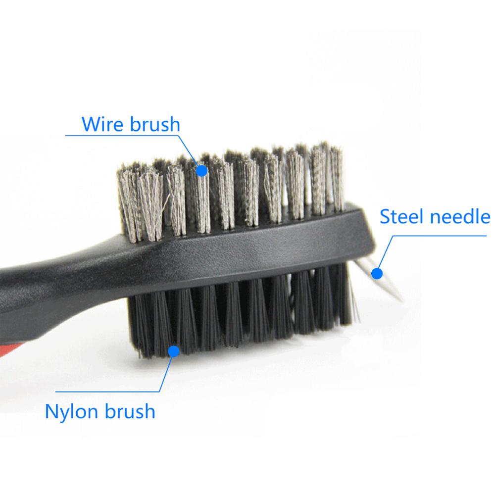 1Pcs Golf Borstel En Groove Cleaner Met Intrekbare Clip, Breidt 2 Ft. Messing, Nylon En Spike Schoonmaken Tool