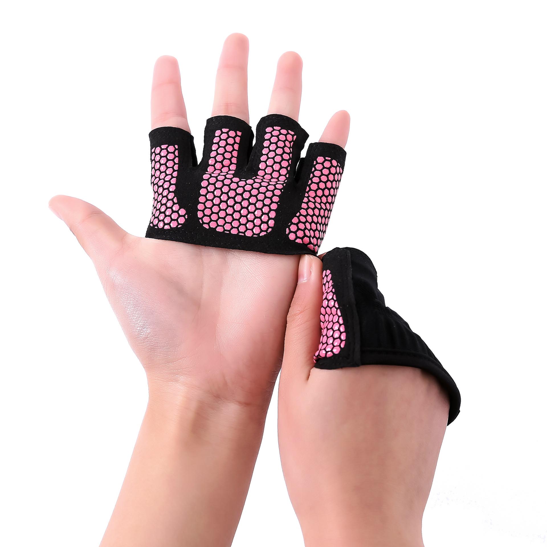 Breathable Gym Fitness Half Finger Gloves Men Women For Dumbbells Crossfit Sports Weight Lifting Bodybuilding Non-slip Gloves: Pink / L